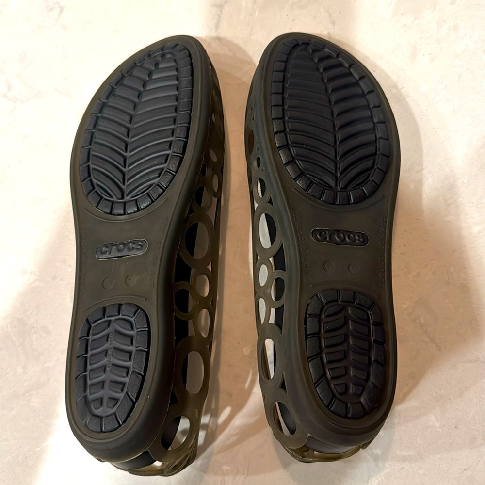 CROCS Adriana Jelly Flat Translucent Black Size 9W - Picture 6 of 7